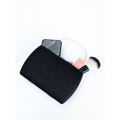 Сумка-клатч женская вечерняя на фермуаре, жёсткий корпус, с золотистой фурнитурой, чёрная