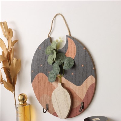 Настенные крючки декоративные «Абстракция. Горы. Цветок», дерево, 1.5×23.4×22.5 см