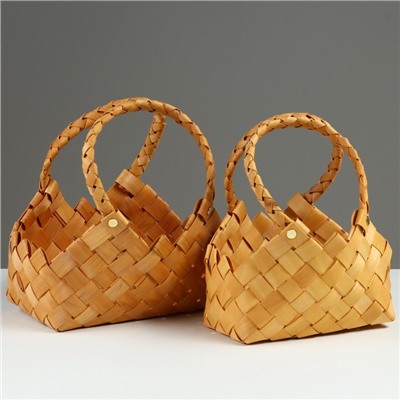 Корзина плетёная для хранения «Фляйт», секвойя, цвет натуральный, набор 2 шт.