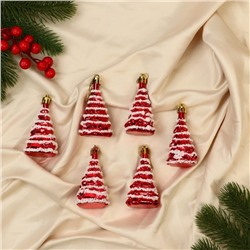 Ёлочные игрушки 6 шт. «Ёлочка праздничная» 3.5×7 см, красный