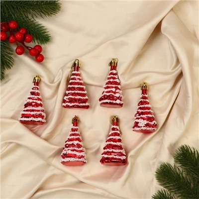 Ёлочные игрушки 6 шт. «Ёлочка праздничная» 3.5×7 см, красный