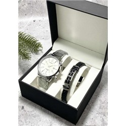 Подарочный набор для мужчины часы и браслет + коробка #22853341