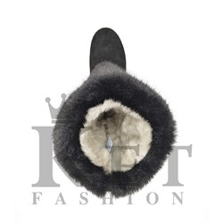 Женские унты, черные, замша, литая подошва