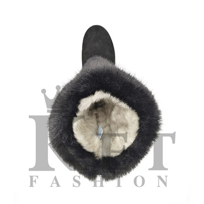 Женские унты, черные, замша, литая подошва