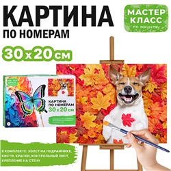 Набор для рисования "Картина по номерам 30х20 см. Щенок в листве"