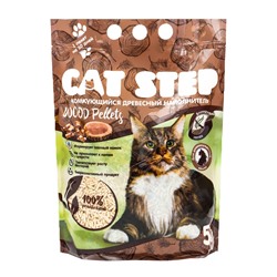 Наполнитель комкующийся растительный Wood Pellets, 5 л, CAT STEP