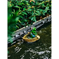 Садовая фигура из полистоуна «Лягушка в лодке», 14×13×9.5 см, водоплавающая