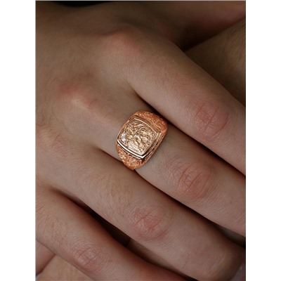 Печатка мужская из золочёного серебра с фианитами Герб 925 пробы 1-123з