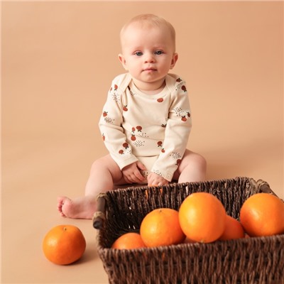 Боди с длинным рукавом «Крошка Я» Oranges, размер 62-68, молочное