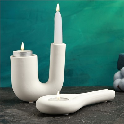 Набор подсвечников TAKE IT EASY «Кьелл и Луи», белый, 2 шт., 5×11 см; 18×2 см