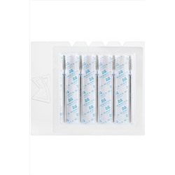 Manita Professional Фреза алмазная пламя острое удлиненное для аппаратного маникюра 866.104.243.100.023 ФАП-2.3-10С, синяя насечка, ø 2,3 мм, 5 шт. KRISTALLER, 1231184