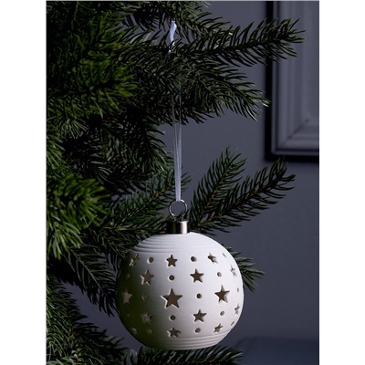 Ёлочный шар «Звёздное небо», 9×9×9.8 см, 1 LED, керамика, от батареек LR44×2, свечение тёплое белое