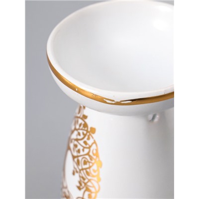 УЦЕНКА Аромалампа керамика "Древо жизни" белая с золотом 9,3х9,3х11,8 см