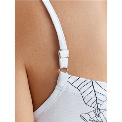 Топ на регулируемых бретелях с V вырезом из 100% хлопка с принтом