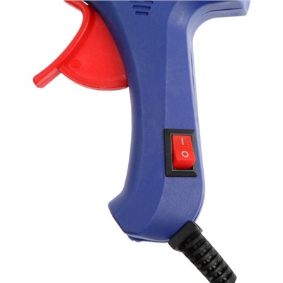 Клеевой пистолет ТУНДРА, 20 Вт, 220 В, шнур 1.2 м, выключатель, индикатор, антикапля, 7 мм