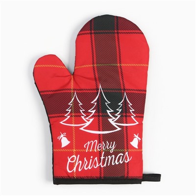 Кухонный набор «Доляна» Christmas (2 предмета), прихватка 17×17 см, варежка 26×16 см,100% п/э