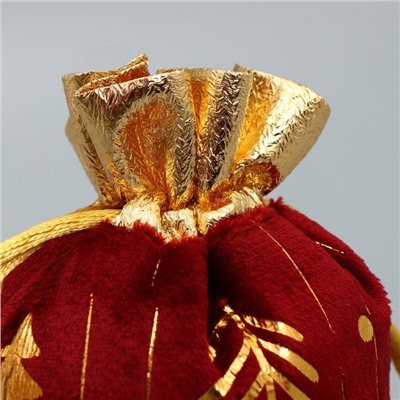 Мешочек подарочный новогодний плюш «Сказка с тобой», ёлки, тиснение, 10×12 см ± 1.5 см