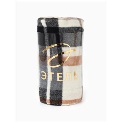 Плед с бахромой «Этель» Black square, 120×120 см, бежевый