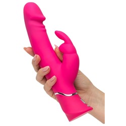 Розовый вибратор-кролик Realistic Dual Density Rechargeable Rabbit Vibrator - 25,5 см.