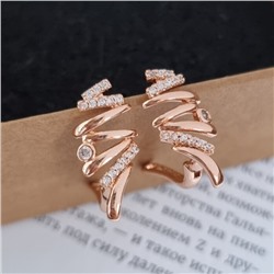 Серьги завитки с фианитами, покрытие позолота 585 пробы, арт.212.065