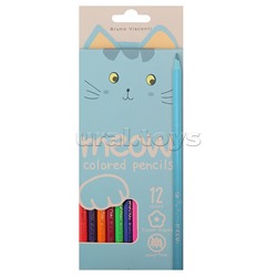 Карандаши цветные пластиковые "Meow", 12 цветов