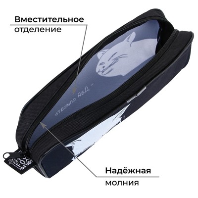 Пенал школьный, текстиль, 8×20×4 см «Дай списать»