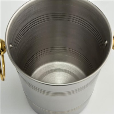 Ведро для льда «Классик», 2.1 л, 20.5×16×17.5 см, золотые ручки, нержавеющая 201 сталь