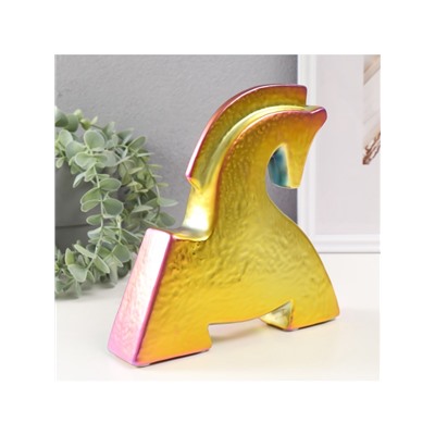 Фигурка керамика «Поклон коня», зелёный хамелеон, 5×20.5×20.5 см