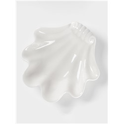 Блюдо для подачи ракушка Доляна White Label, 21.5×21×5.5 см, фарфор, белое
