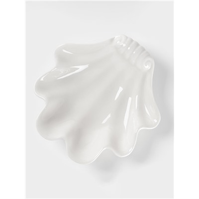 Блюдо для подачи ракушка Доляна White Label, 21.5×21×5.5 см, фарфор, белое