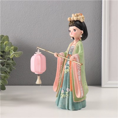 Фигурка светящаяся «Девочка в кимоно с фонариком», полистоун, зелёный, 3×AG3, 7.6×14×22 см