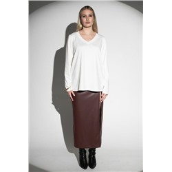 Лонгслив с V- образным вырезом (Молочный)