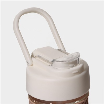 Бутылка для воды «Бьорн», 400 мл, с крышкой и трубочкой «Бьорн», стекло, бежевая