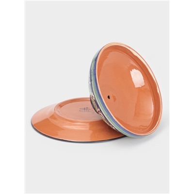 Блинница узбекская Риштанская Керамика «Цветы», d=32 см, керамика, синяя