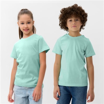 Футболка детская MINAKU: Basic Line, рост 128 см, бирюзовая