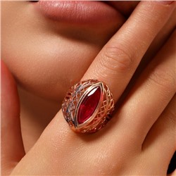Кольцо с крупным камнем 21 р ювелирная бижутерия Дубайское золото покрытие позолота, вставка: фианит, цвет: малиновый, Уценка, арт. 08.3287 (314.603-21)