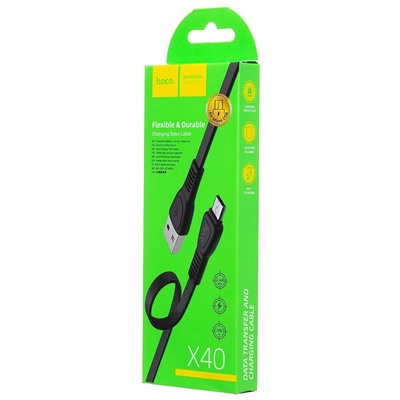 Кабель USB - micro USB Hoco X40 Noah Charging 12W 100см 2,4A  (black)