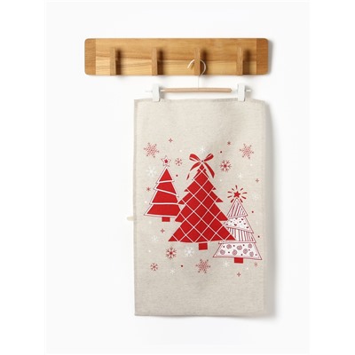 Полотенце «Ёлочки красные», 39×60 см, 160 г/м, лён 50%, хлопок 50%