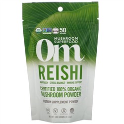 Om Mushrooms, Reishi,  Certified 100% Organic Mushroom Powder, 3.5 oz (100 g)
