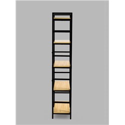 Стеллаж металлический для склада напольный, 5 полок, дерево, 151×60×28 см, чёрный