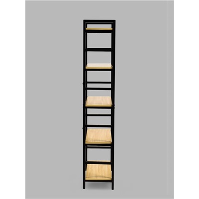 Стеллаж металлический для склада напольный, 5 полок, дерево, 151×60×28 см, чёрный