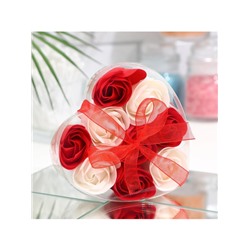 Мыльные розочки, красные и белые, набор 9 шт.