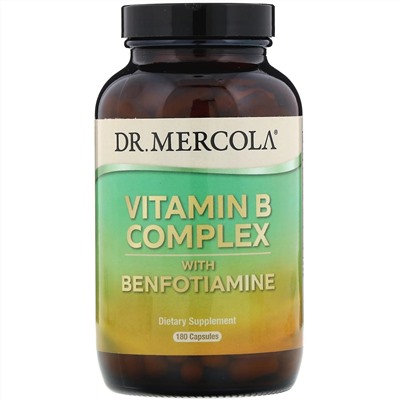 Dr. Mercola, Комплекс витаминов группы B с бенфотиамином, 180 капсул