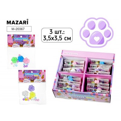 Моти-антистресс (тянучка) 3,5х3,5 "ЛАПКИ" 3шт M-20367 Mazari