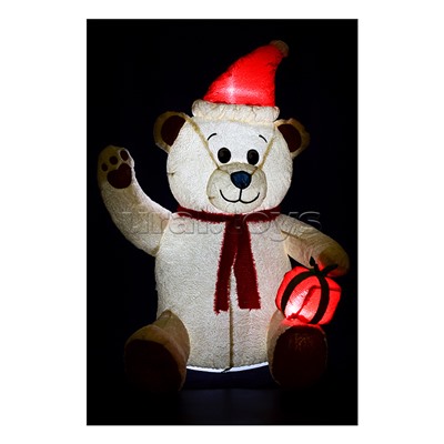 Надувная фигура Медведь с колпачком и подарком, со встроенным вентилятором (120см)