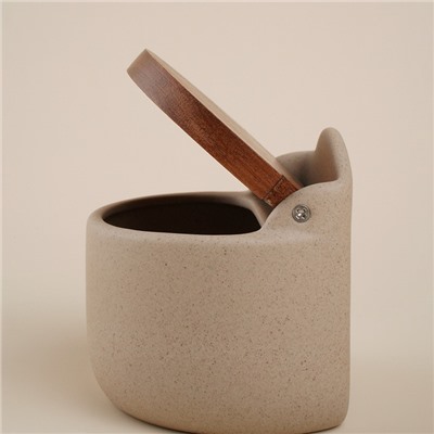 Банка для сыпучих SL Home «Стоун форест», 350 мл, 7.5×16 см, с крышкой, керамика, бежевая