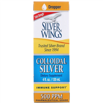 Natural Path Silver Wings, Colloidal Silver, Extra Strength, 500 ч/млн, 120 мл (4 жидких унции)