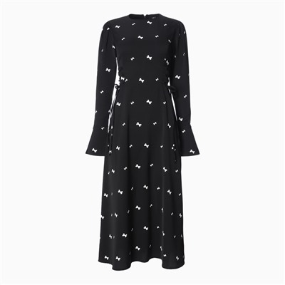 Платье с завязками на талии миди женское MIST Flower, размер 42, чёрное