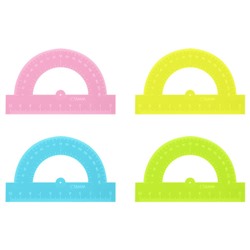 Транспортир 180 градусов 10 см прозрачный, неоновые цвета, ассорти ТР21 Стамм