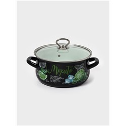 Кастрюля эмалированная «Мохито», 3 л, d=23.1 см, с крышкой, чёрная
